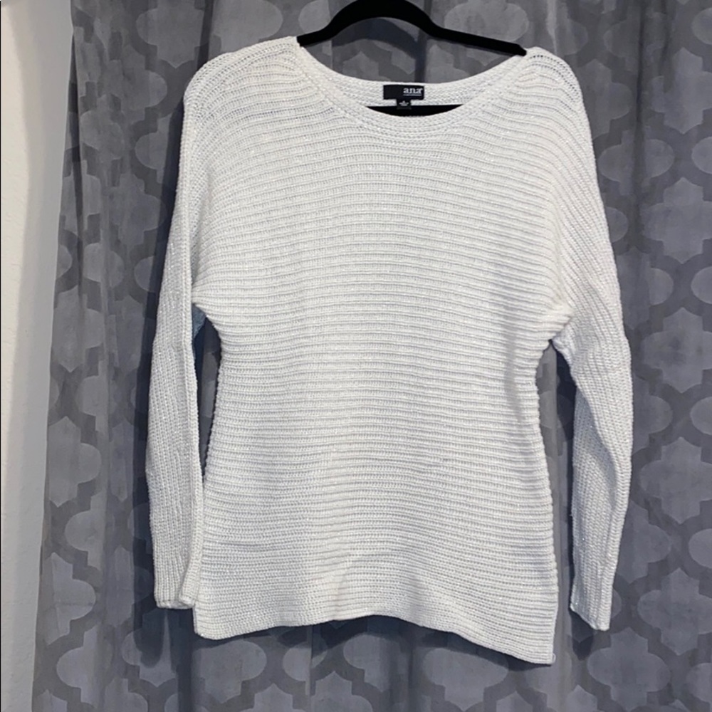 White Sweater with Gold Flakes